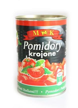 Томати (помідори) порізані очищені у власному соку консервований 400 г польща m&k1 фото