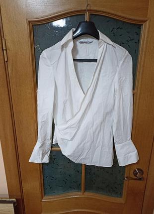 Хлопковая блуза рубашка от zara,p. m1 фото