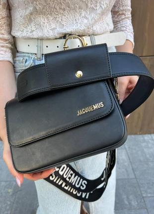 Женская сумка из эко-кожи jacquemus le chiquito black, брендовая сумка-клатч маленькая через плечо4 фото