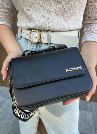 Женская сумка из эко-кожи jacquemus le chiquito black, брендовая сумка-клатч маленькая через плечо7 фото