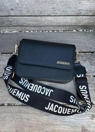 Женская сумка из эко-кожи jacquemus le chiquito black, брендовая сумка-клатч маленькая через плечо1 фото