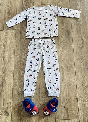 Пижама детская (унисекс) из принтованого  хлопка disney микки маус и друзья h&m (швеция)