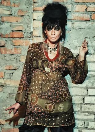 Туника в этно бохо стиле joe browns с пайетками в принт узор блуза шифоновая