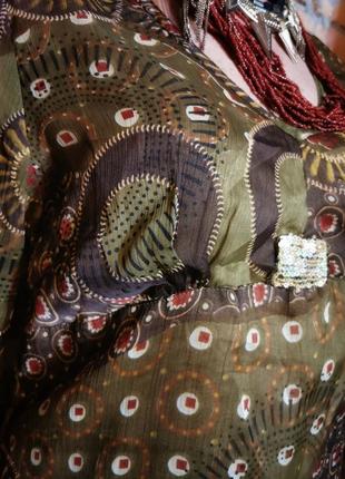 Туника в этно бохо стиле joe browns с пайетками в принт узор блуза шифоновая7 фото