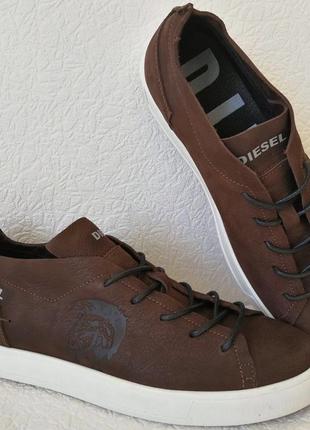 Diesel стиль! мужские коричневые кожаные кеды туфли кроссовки очень удобные!3 фото