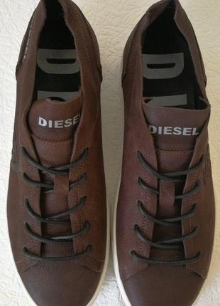 Diesel стиль! мужские коричневые кожаные кеды туфли кроссовки очень удобные!4 фото