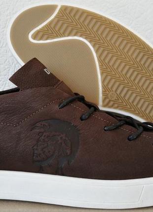 Diesel стиль! мужские коричневые кожаные кеды туфли кроссовки очень удобные!7 фото