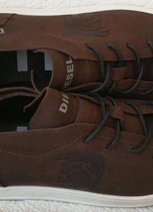 Diesel стиль! мужские коричневые кожаные кеды туфли кроссовки очень удобные!10 фото