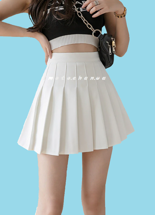 Теннисная плиссированная юбка с шортиками белая японская корейская трендовая
