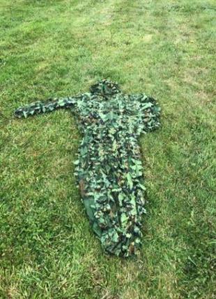 Камуфляжний костюм для полювання, 3d зелений листочок hunting ghillie1 фото