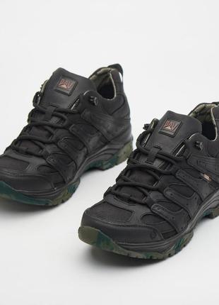 Тактичні чорні кросівки з натуральної шкіри та кордури, взуття військове розміри 36-473 фото