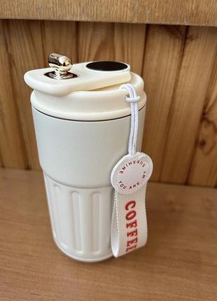 Стильна термочашка coffee 380 мл. термокухоль білий