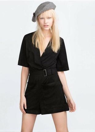 Стильний ромпер, комбез zara faux suede short jumpsuit with belt