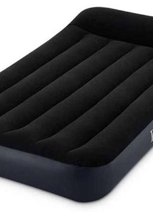 Матрац надувний односпальний з підголівником intex 64141 чорний 191х99х25см, надувне ліжко односпальне2 фото