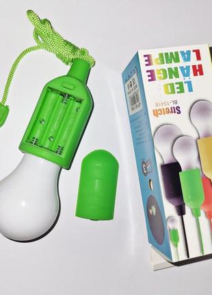 Led фонарь лампочка, лампа, светильник на батарейках с шнурком для подвешивания