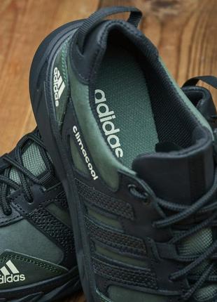 Кожаные мужские кроссовки adidas climacool olive-black7 фото