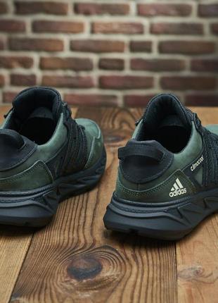 Кожаные мужские кроссовки adidas climacool olive-black8 фото