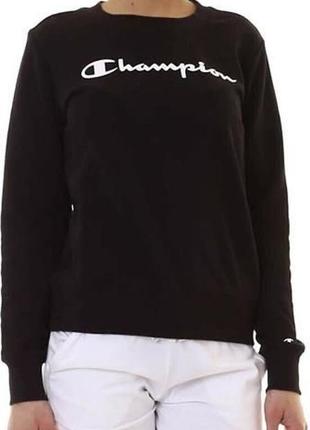 Кофта спортивная женская champion свитшот черный с логотипом оригинал бренд стильный классный практичный