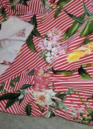 Невероятная блузка zara, хс, в полоску и цветы5 фото