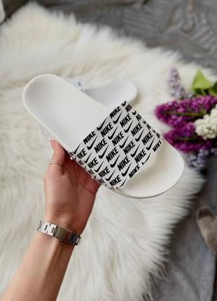 Женские белые шлепанцы nike small logo с логотипами 36-40 | шлепки найк тапочки