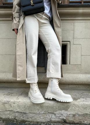 Молочные кожаные ботинки зима ❄️ деми 🍁3 фото