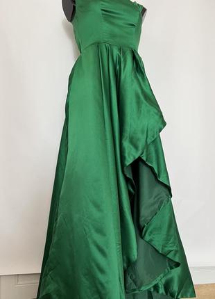 Вечернее коктейльное платье макси изумрудного цвета,3 фото
