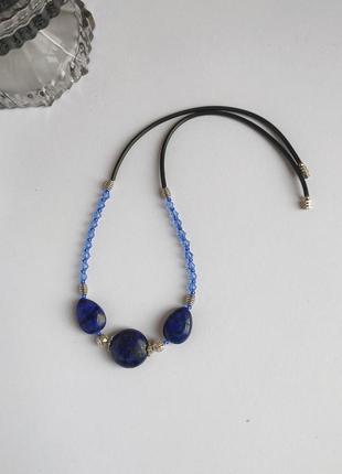 Клемплект ожерелье и серьги с лазуритом колье серьги чокер8 фото