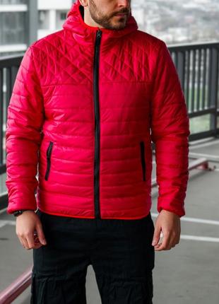 Мужская куртка на парня стильная спортивная мужская куртка осень-весна куртки с капюшоном красная3 фото