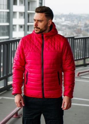 Мужская куртка на парня стильная спортивная мужская куртка осень-весна куртки с капюшоном красная6 фото