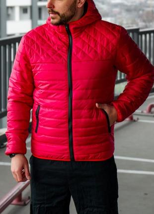 Мужская куртка на парня стильная спортивная мужская куртка осень-весна куртки с капюшоном красная4 фото