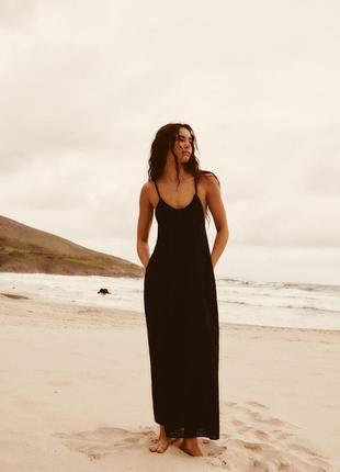 Длинное платье с плетеными бретельками от zara, размер m, l