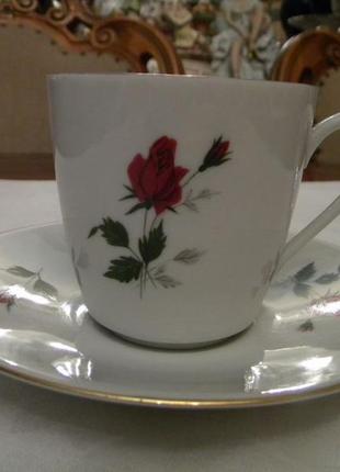 Старинная чайная двойка роза фарфор германия №ст252 фото