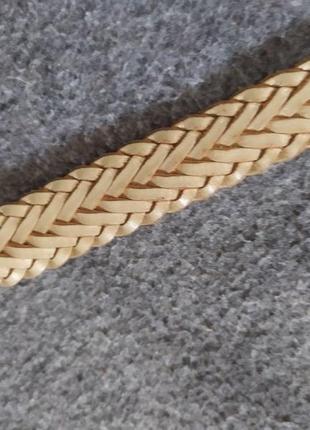 Кожаный плетеный ремень. золотое напыление6 фото