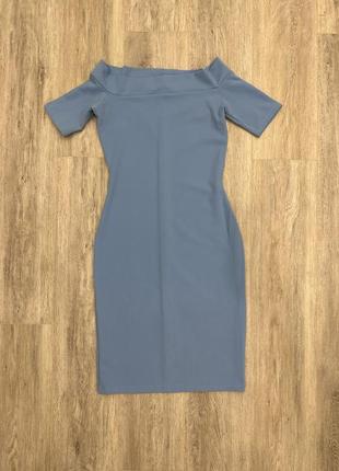 Обтягуюче плаття  блакитне с коротким рукавом1 фото