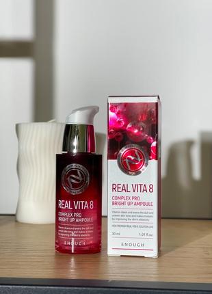 Enough освітлююча сироватка на основі обліпихи premium real vita 8 complex pro bright up ampoule 30ml