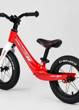 Велобіг дитячий двоколісний колесо 12 магнієва рама алюмінієвий винос керма corso 10567 червоний3 фото