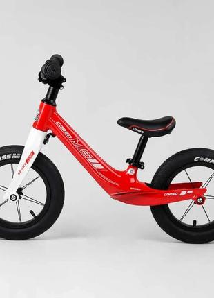 Велобіг дитячий двоколісний колесо 12 магнієва рама алюмінієвий винос керма corso 10567 червоний2 фото