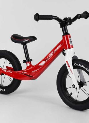 Велобег детский двухколесный колесо 12 магниевая рама алюминиевый вынос руля corso 10567 красный