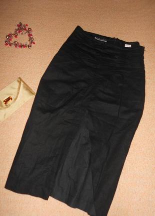 Новая ассиметричная льняная юбка карандаш midi с драпировкой  - натуральный лен - 46-48-50 рр.4 фото