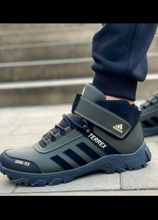 Зимние мужские кожаные спортивные ботинки adidas, кроссовки на меху4 фото