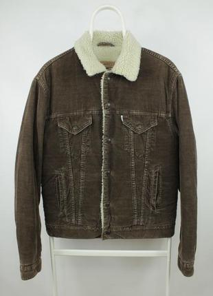 Винтажная вельветовая куртка шерпа levi's brown corduroy sherpa lined trucker jacket