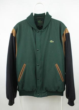 Крутой винтажный бомбер lacoste wool/leather bomber jacket