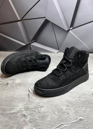 Зимние мужские ботинки adidas из натурального нубука, кроссовки зимние кожаные