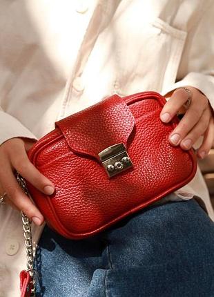 Червона шкіряна сумка, маленька сумка зі шкіри