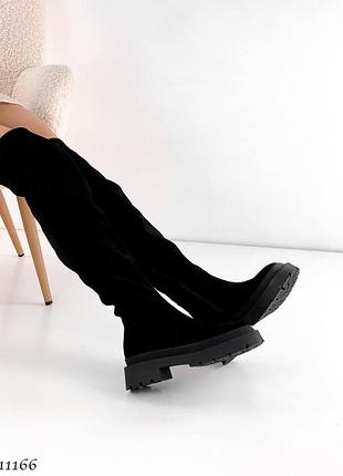 Замшеві високі чоботи ботфорти з натуральної замші