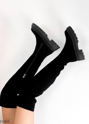 Замшеві високі чоботи ботфорти з натуральної замші