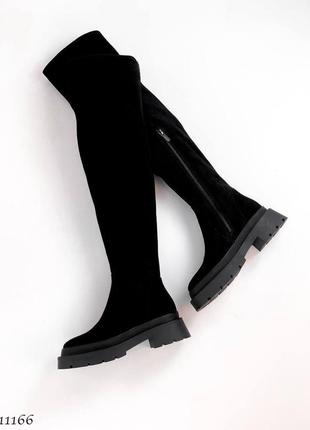 Замшеві високі чоботи ботфорти з натуральної замші