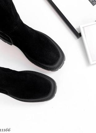 Замшеві високі чоботи ботфорти з натуральної замші