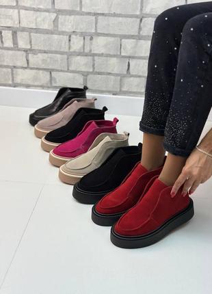 Женские стильные натуральные ботиночки на байке или меху ✅5 фото