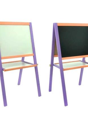 Мольберт для рисования фиолетово-оранжевый магнитный, игруша 47799